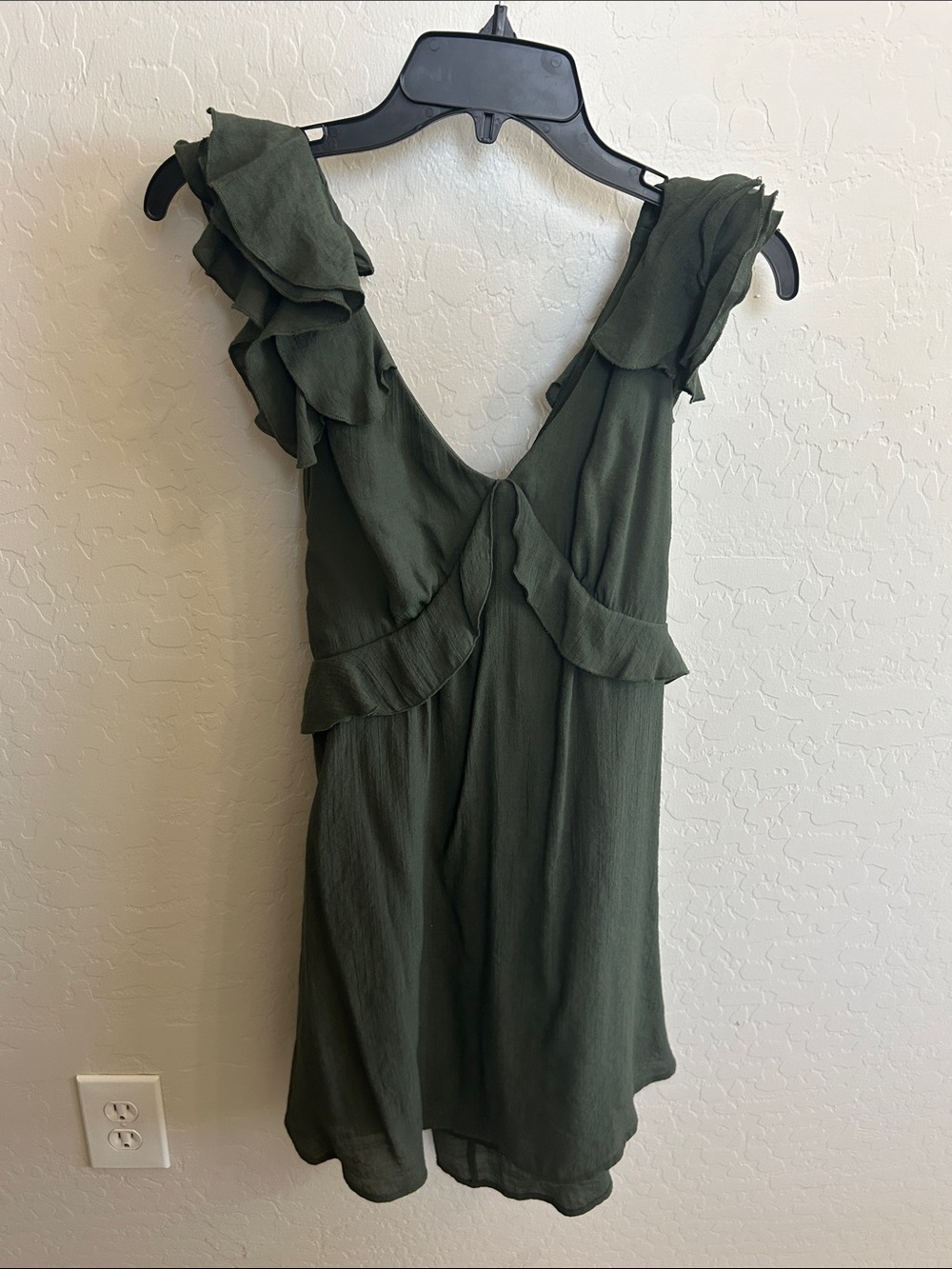 miami Green Ruffle V-Neck Mini Dress